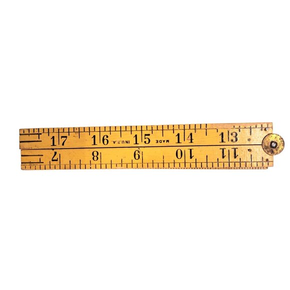 Vintage Wood Folding Ruler Brass 24 inch Carpenter Collectible Compact USA Made - Picture 1 of 7